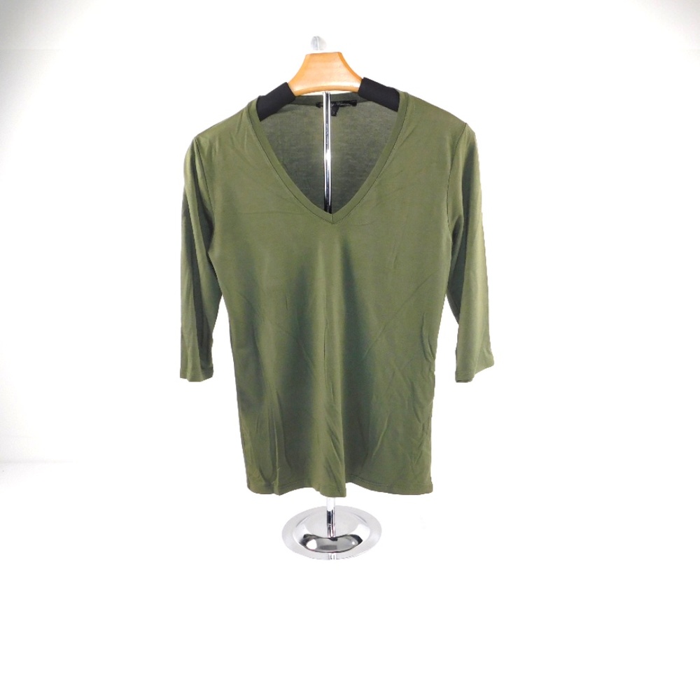 Rendez-Vous Paris‎ Olive Green 3/4 Sleeve V-Neck Tunic Top | Size 3